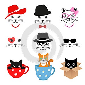 Illustration creative set of cute cats