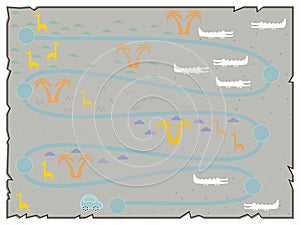 Illustration of creative treasure map flat design.