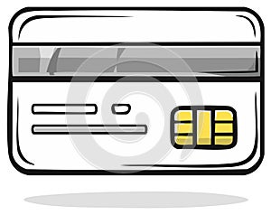 Illustration of a credit card with a chip for payment