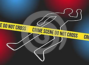 illustration of a crime scene accident victim, murder. police line