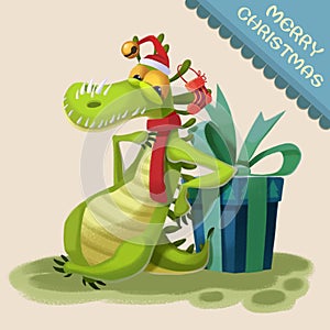 Illustration: The Crocodile Monster Comes to wish You Merry Christmas!