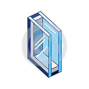 Illustration of cross section double glazed window. PVC plastic or aluminum metal profile.