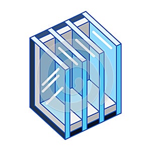 Illustration of cross section double glazed window. PVC plastic or aluminum metal profile.