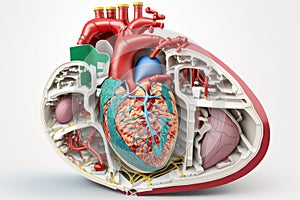 Illustration of cross section of human heart isolated on white background