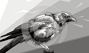 illustration of crow design, with gripping style on tree branches