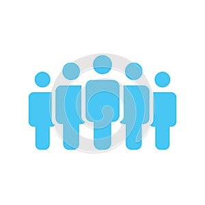 Illustration of crowd of five people icon silhouettes vector. Social icon. Flat style design. User group network. Corporate team g