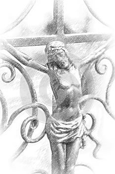 Illustration of Crucifixion of Jesus Christ