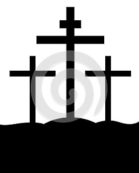 Illustration of crucifixion of Jesus Christ on the cross at Calvary Mountain