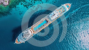 illustration of cruiseliner with pools in ocean seen from high angle view photo