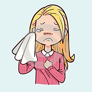 Illustration of a crying girl