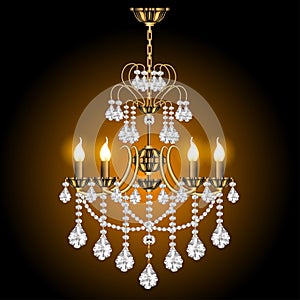 Illustration  crystal chandelier on a dark background