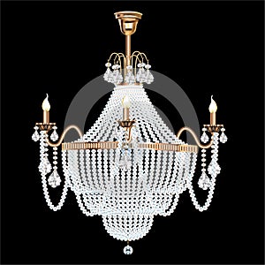 Illustration  crystal chandelier on a dark background