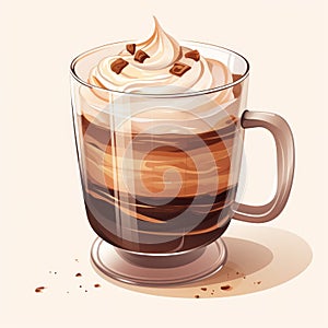 illustration of a cup of coffee with whipped cream and chocolate chips