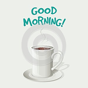 Illustration of a cup of coffee with the words good morning - Vector eps10