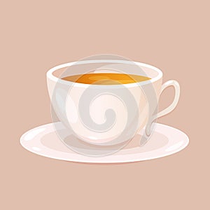 Vector illustration with a cup of tea on plate photo