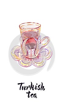Illustration of cup of Turkish tea