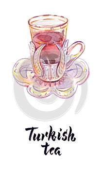 Illustration of cup of Turkish tea