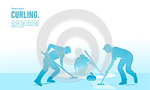 Illustration of curling sport players playing together