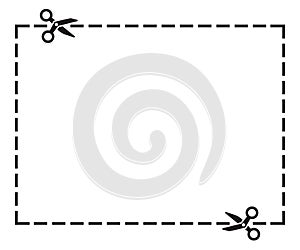 Illustration of a cut out coupon rectangle shape with scissors vector