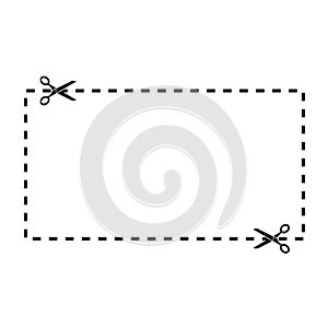 Illustration of a cut out coupon rectangle shape with scissors vector