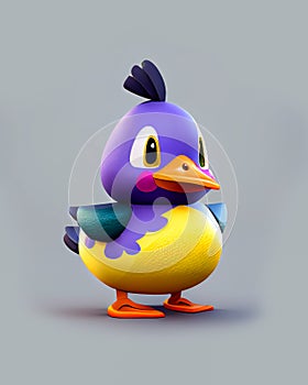 An Illustration of cute 3d duck cartoon, AI generated