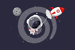 Illustration of cute astronaut flown by jet