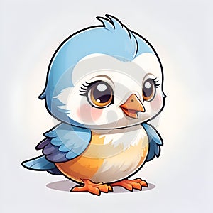 Illustration of a cute baby bird, used to decorate clothes or stickers. Ai generated.