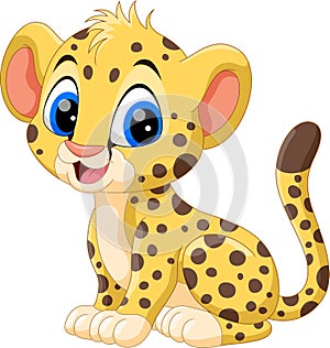 Illustration of cute baby cheetah cartoon