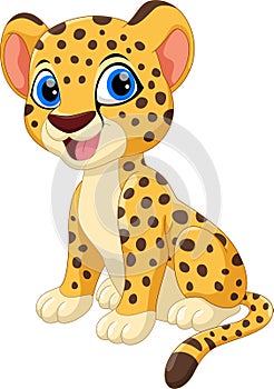 Illustration of cute baby cheetah cartoon smile
