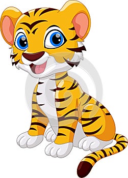 Illustration of cute baby tiger cartoon smile