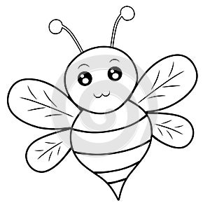 Illustration Cute bee cartoon coloring page