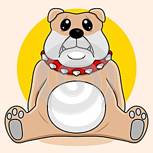 Illustration of a cute bulldog sitting