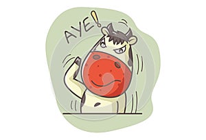 Illustration of cute cartoon cow