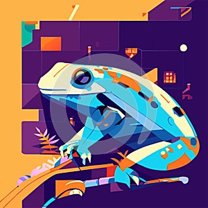 Illustration of a cute cartoon frog in a flat style. Vector illustration AI Generated