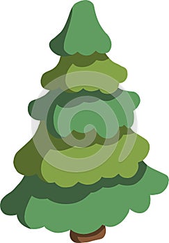 Illustration of cute cartoon green fir tree