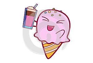 Illustration Of Cute Cartoon Ice Cream