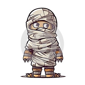 Illustration of a cute cartoon mummy in a mummy costume, AI Generated