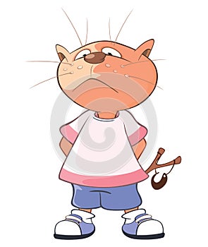 Illustration of a Cute Cat. Cartoon Character