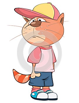 Illustration of a Cute Cat. Cartoon Character