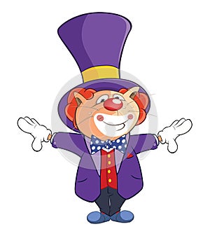 Illustration of a Cute Cat Clown. Cartoon Character