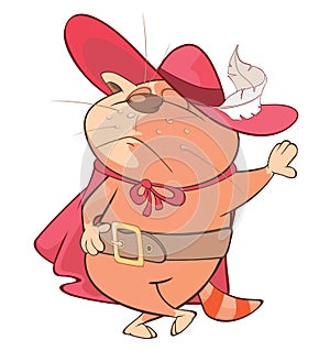 Illustration of a Cute Cat. King's Musketeer. Cartoon Character