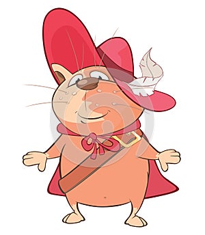 Illustration of a Cute Cat. King's Musketeer. Cartoon Character