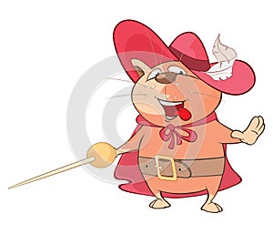 Illustration of a Cute Cat. King's Musketeer. Cartoon Character