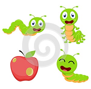 Cute caterpillar cartoon collection set