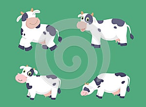 Illustration of cute cow cartoon set