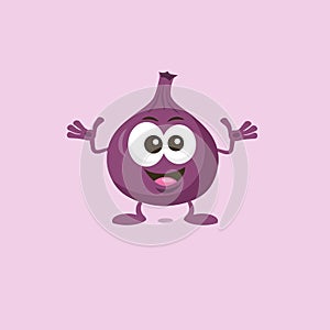 Illustration of cute decisive fig mascot isolated on light background