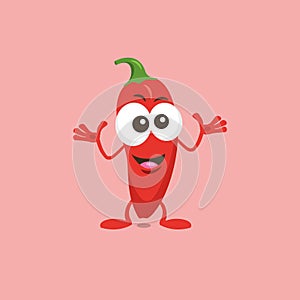 Illustration of cute decisive red jalapeno mascot