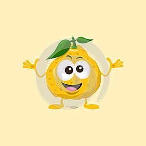 Illustration of cute decisive ugli fruit mascot isolated on light background