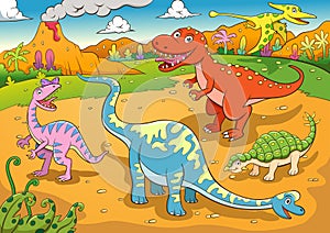 Illustration of cute dinosaurs cartoon