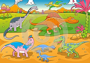 Illustration of cute dinosaurs cartoon